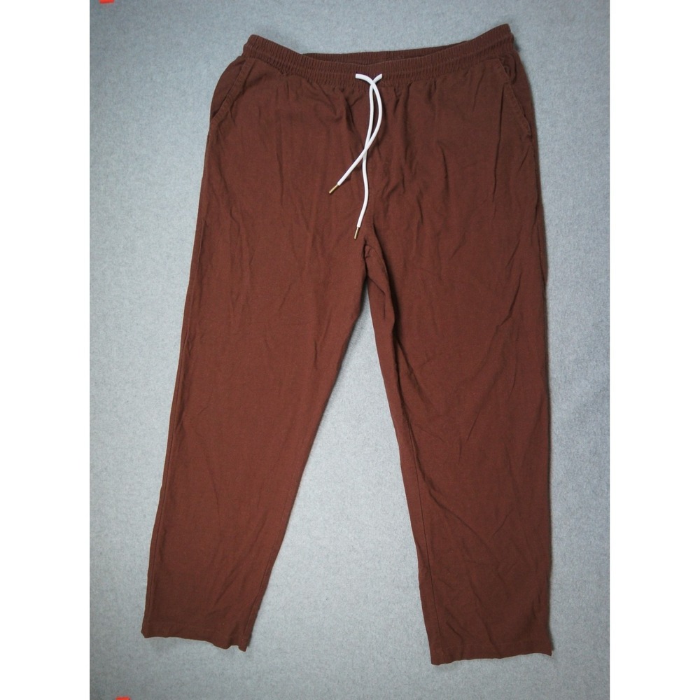 Dandy Del Mar Pants Mens XL Brown Lounge Drawstring Linen Blend Adult Casual